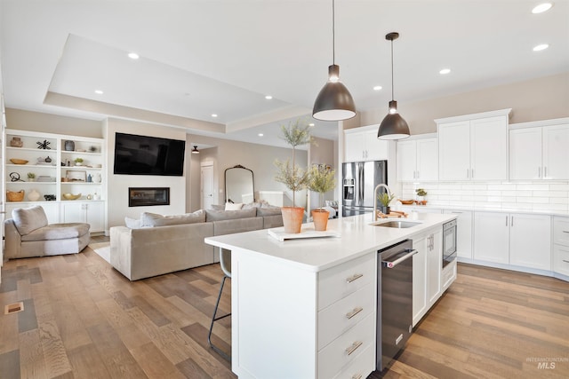 129 E 33 S, Burley, ID 83318 - kitchen featuring light countertops, a sink, appliances with stainless steel finishes, and light wood finished floors