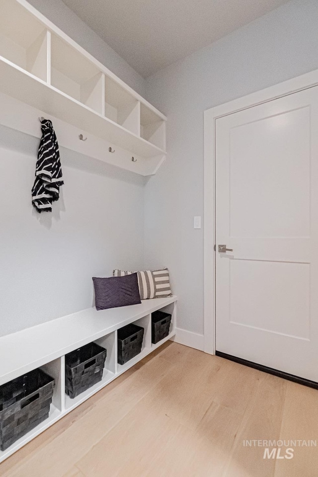 mudroom featuring hardwood / wood-style floors