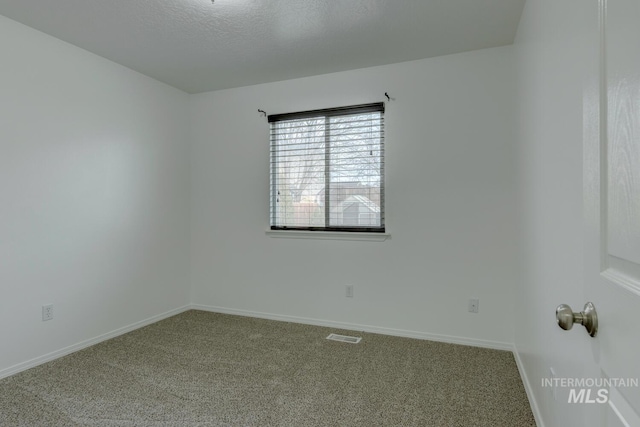 spare room with carpet floors and a textured ceiling