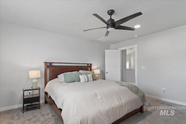4953 W Apgar St, Meridian, ID 83646 - carpeted bedroom featuring baseboards, a ceiling fan, and recessed lighting