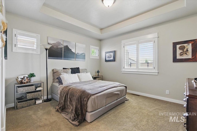 5707 W Elk Trail St Unit 630, Boise, ID 83714 - bedroom featuring carpet flooring, a tray ceiling, and baseboards