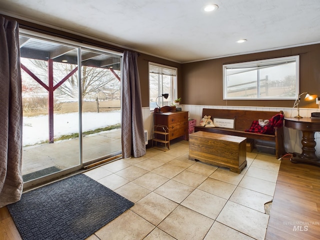 interior space featuring crown molding