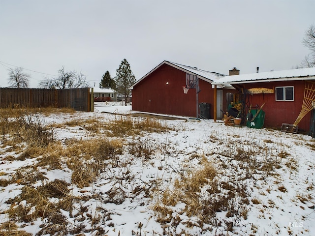 view of yard covered in snow