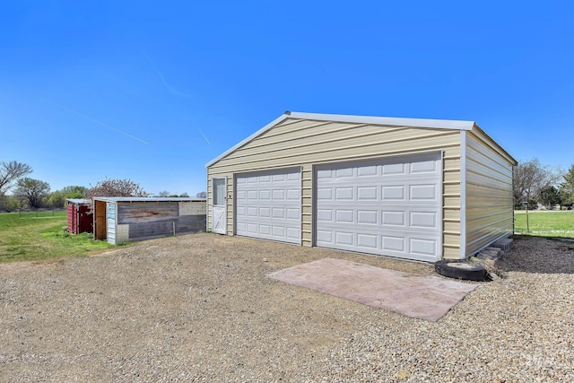 view of detached garage