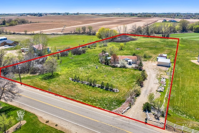 aerial view featuring a rural view