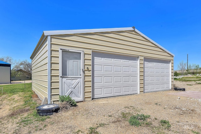 view of detached garage
