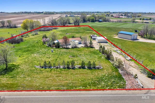 aerial view with a rural view