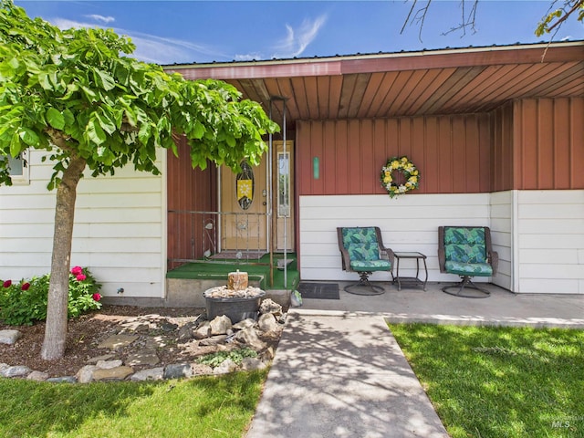 1929 S 2350 E, Malta, ID 83342 - doorway to property featuring board and batten siding