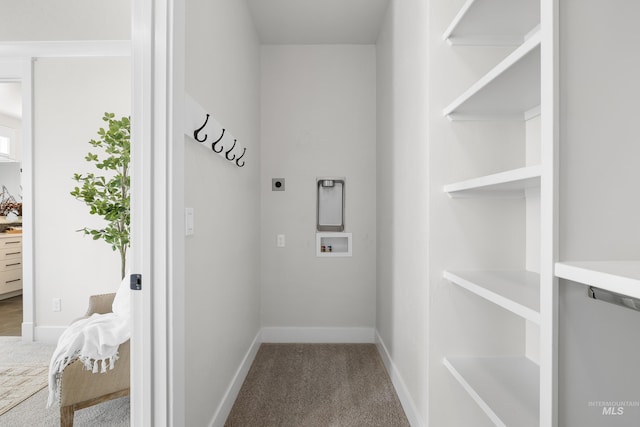 3051 S Sedgebrook Ln, Eagle, ID 83616 - laundry area featuring hookup for an electric dryer, carpet, baseboards, and hookup for a washing machine
