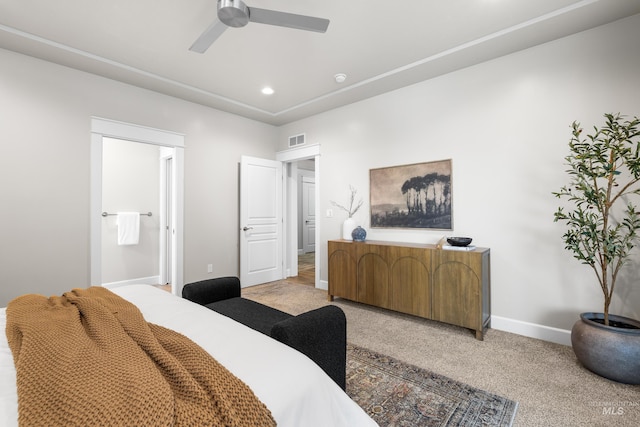 10685 W Evelia St, Boise, ID 83709 - carpeted bedroom with recessed lighting, ceiling fan, and ensuite bath