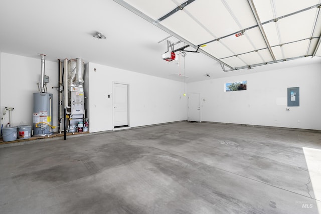 10685 W Evelia St, Boise, ID 83709 - garage featuring water heater, electric panel, heating unit, and a garage door opener