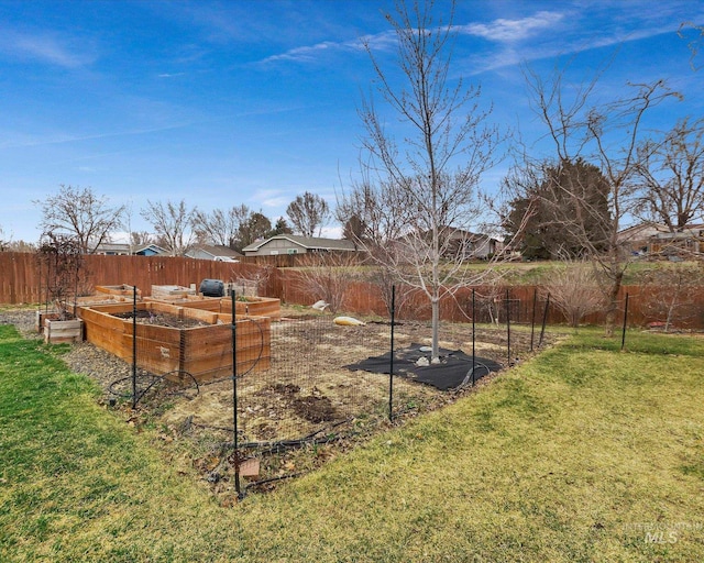 view of yard with fence private yard and a garden