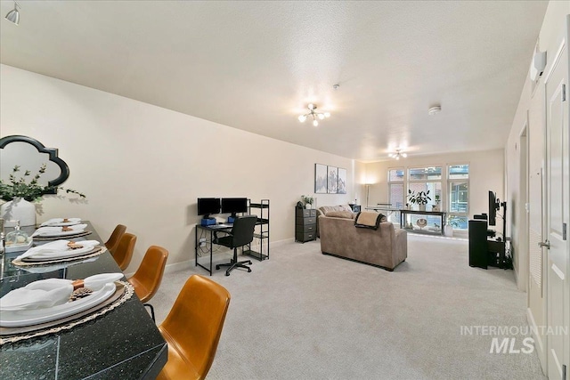 living room with light carpet