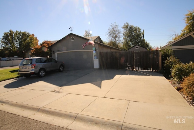 exterior space with a garage