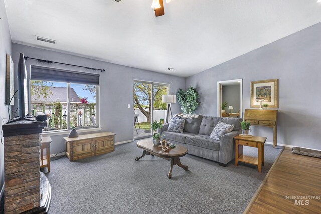 1517 Elm St N, Jerome, ID 83338 - living room with baseboards, a ceiling fan, and wood finished floors