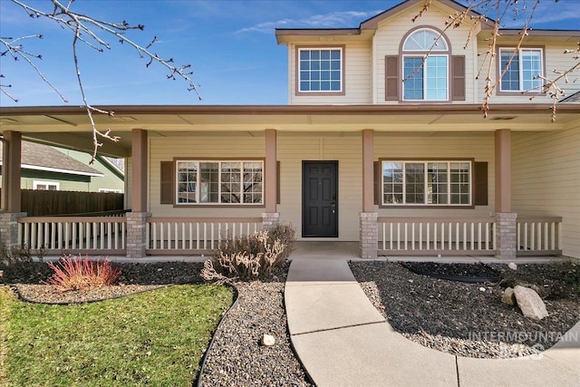 view of front of property featuring a porch