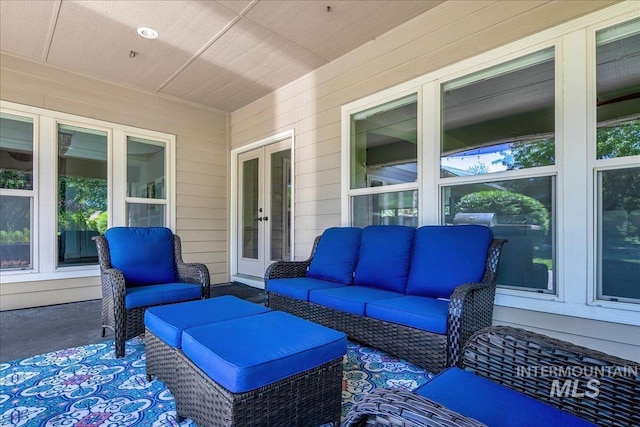 6370 E Escarpment Ct, Boise, ID 83716 - view of patio / terrace featuring outdoor lounge area and french doors