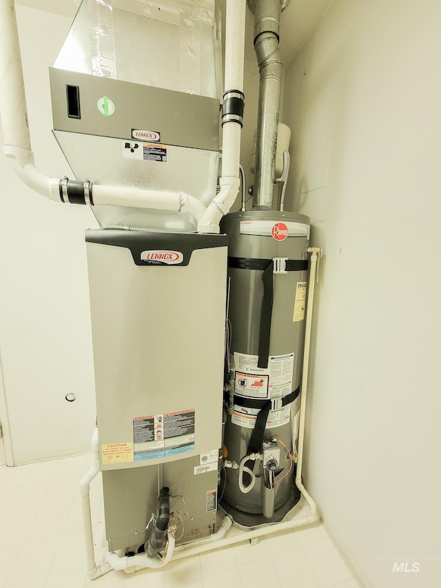 utility room featuring secured water heater