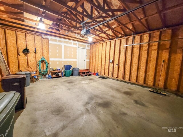 garage with a garage door opener