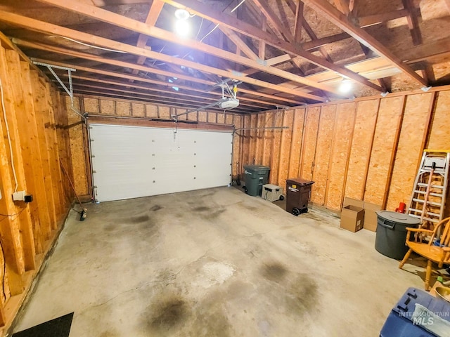 garage with a garage door opener