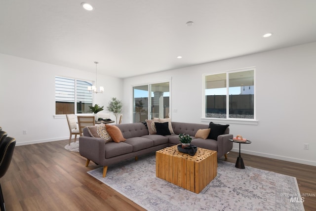 3769 N Costa Madera Way, Star, ID 83669 - living area with a chandelier, dark wood finished floors, and recessed lighting