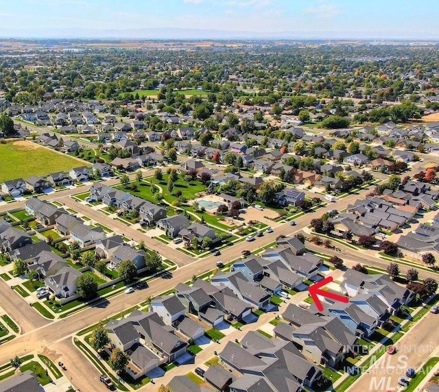 bird's eye view with a residential view