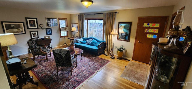 sitting room featuring light hardwood / wood-style flooring