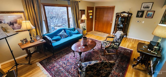 living room with light wood-type flooring