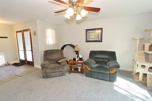 415 S Fern St, Nampa, ID 83686 - living area with baseboards, carpet floors, and ceiling fan