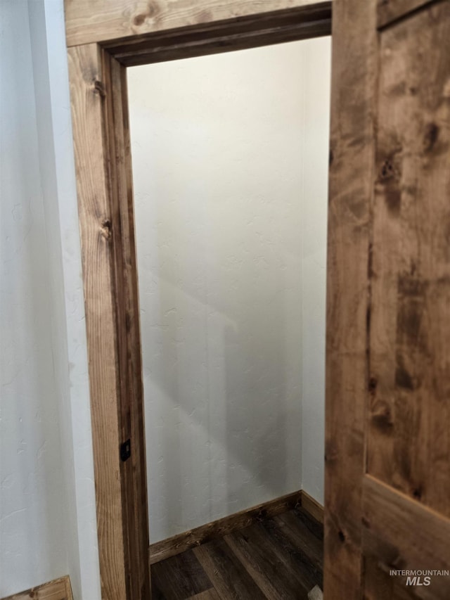 bathroom with wood-type flooring