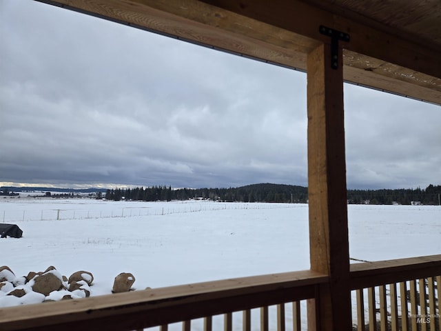 view of yard layered in snow