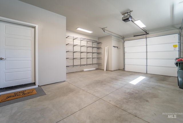 garage with a garage door opener