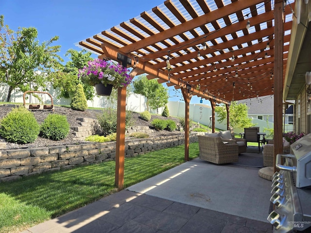 235 Meadow View Dr, Payette, ID 83661 - fenced backyard featuring a pergola and a patio