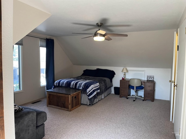 354 W Syringa Ct, Lewiston, ID 83501 - bedroom with vaulted ceiling, carpet flooring, and a ceiling fan