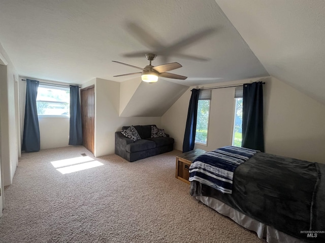 354 W Syringa Ct, Lewiston, ID 83501 - carpeted bedroom with lofted ceiling and ceiling fan