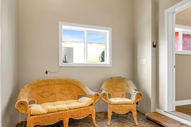 living area with baseboards