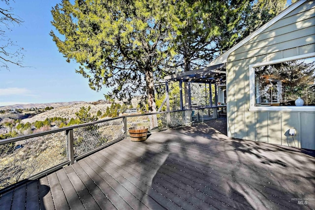 deck featuring a mountain view