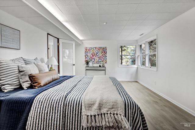 bedroom with wood-type flooring