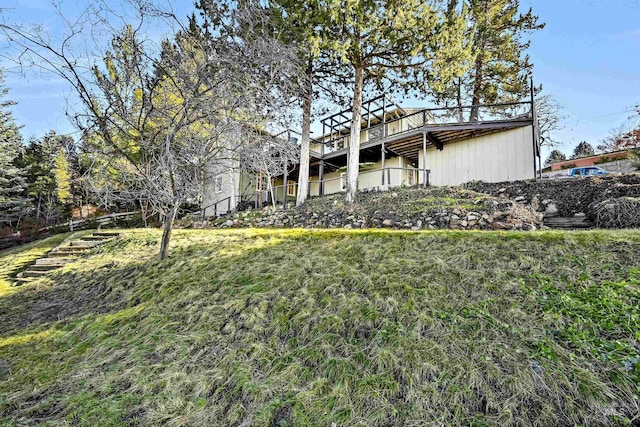 view of yard featuring a deck