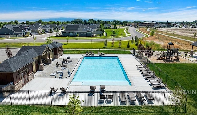 361 N Stone Canyon Ln, Star, ID 83669 - community pool featuring a residential view and a patio area