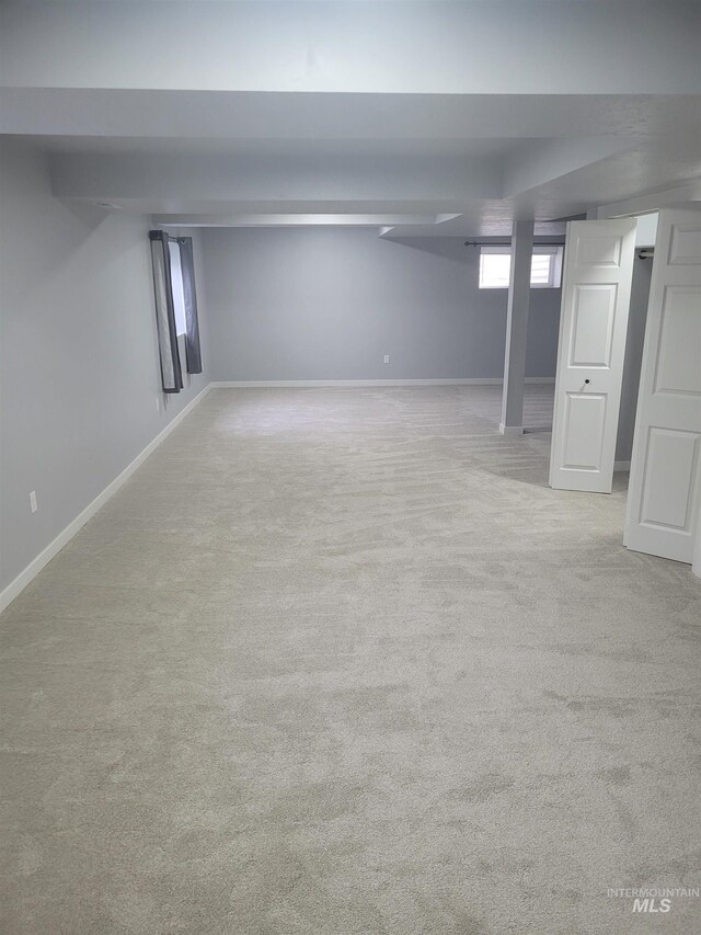 basement with carpet