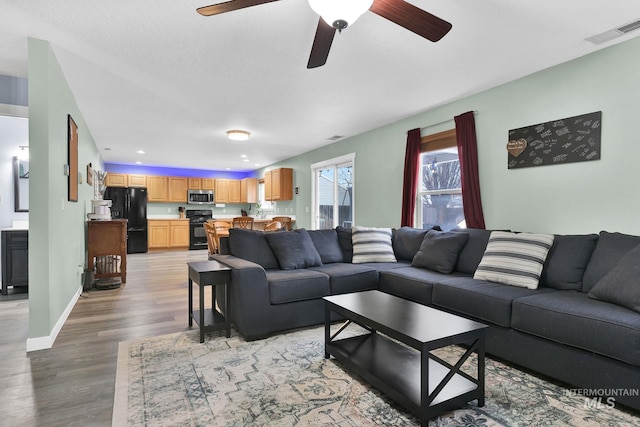 living room featuring light hardwood / wood-style floors