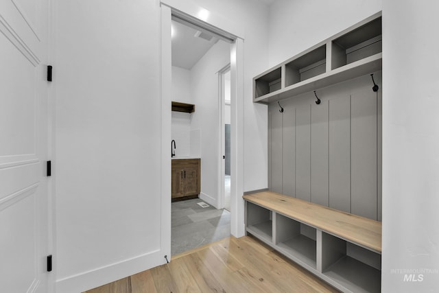 mudroom featuring light hardwood / wood-style floors