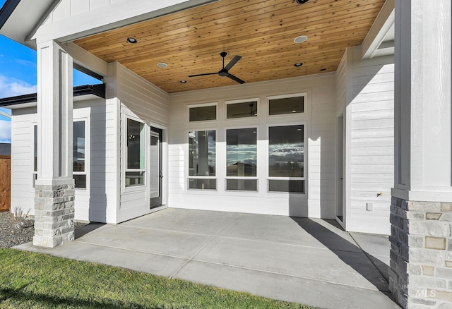 view of patio / terrace featuring ceiling fan