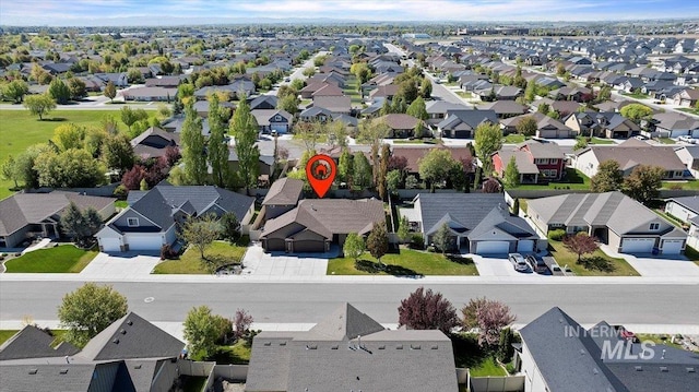 aerial view featuring a residential view