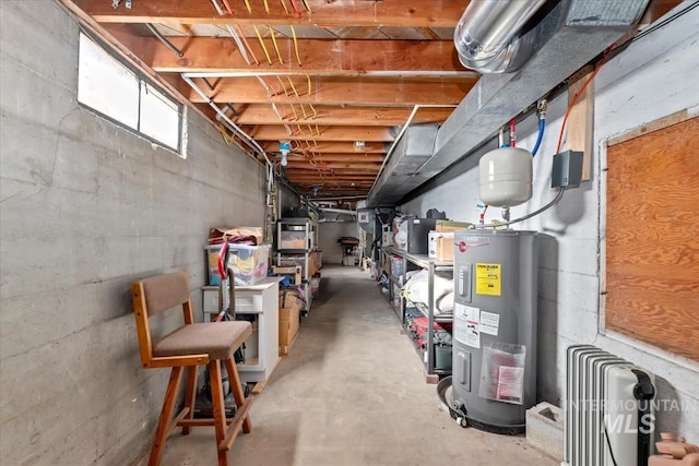 basement with water heater