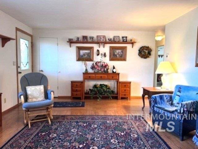 sitting room featuring wood-type flooring