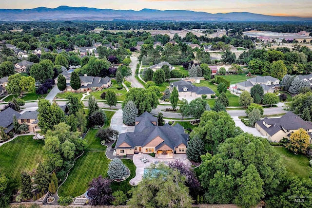 view of aerial view at dusk