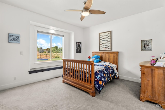 bedroom with carpet and ceiling fan