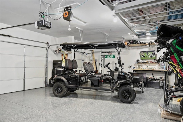 garage with a garage door opener